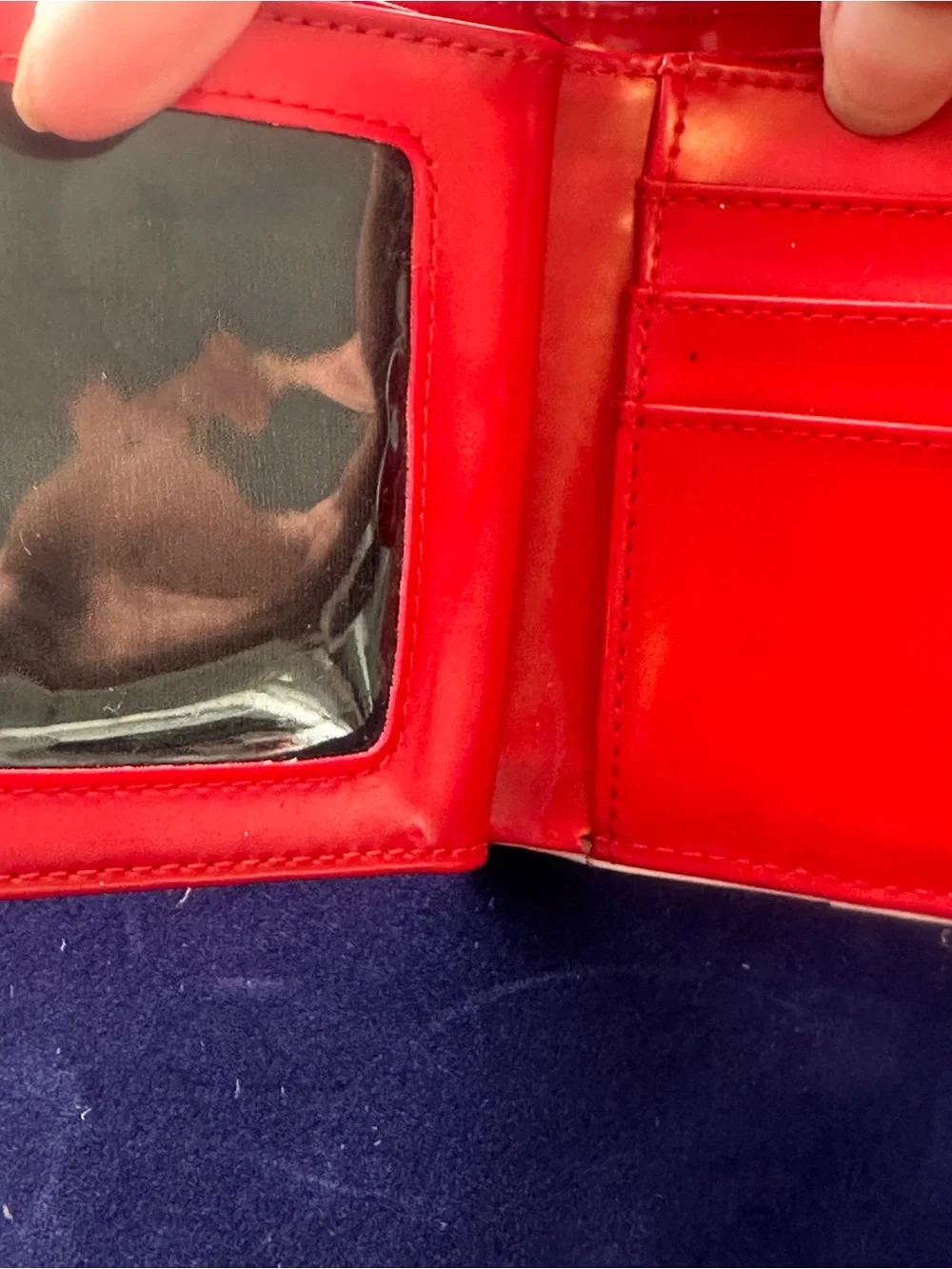 Prada Red Leather Card Holder with Cream Trim
